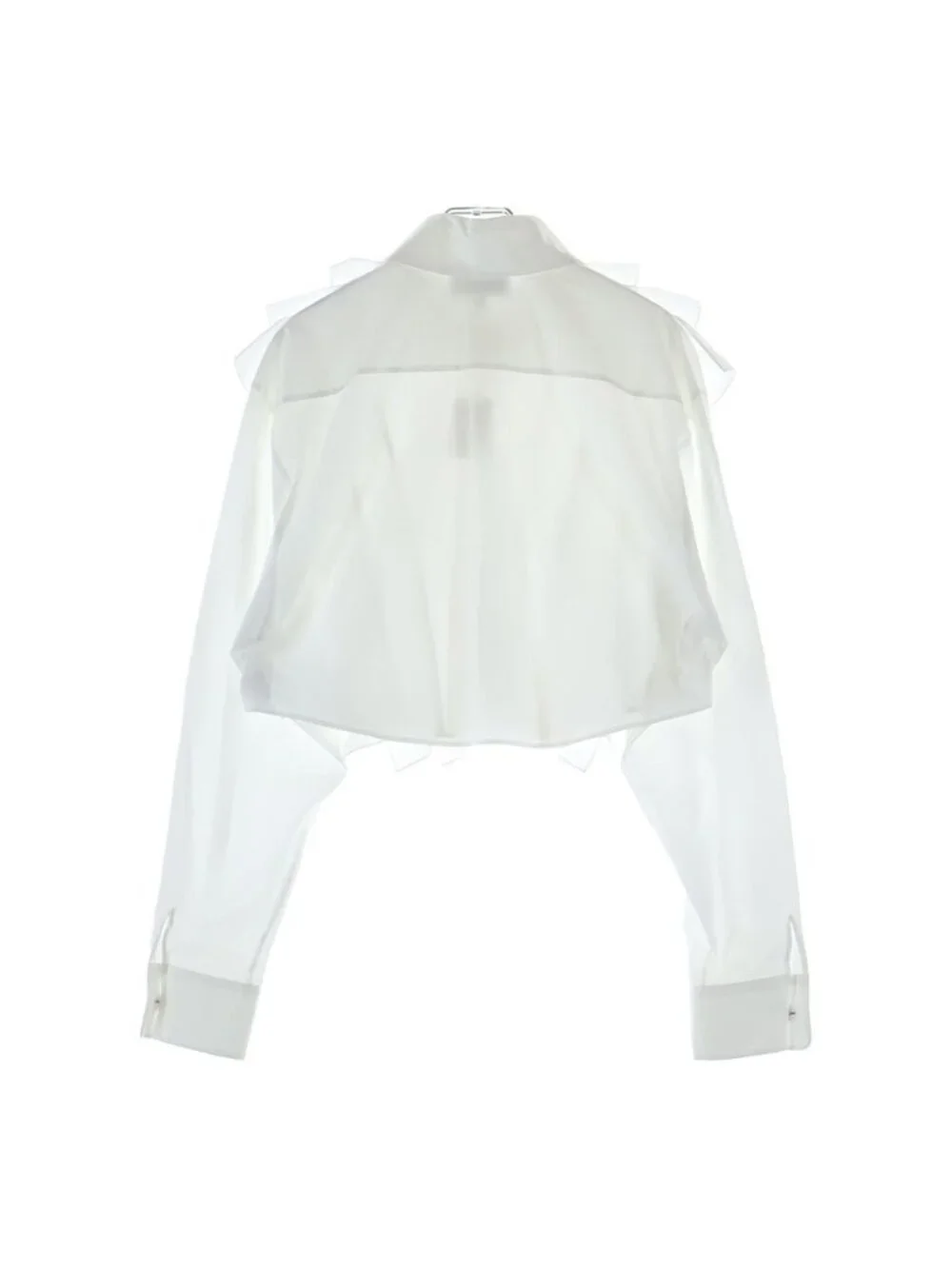 Chanel Rhinestone Gold Button Ruffle Long Sleeve Shirt Blouse Short Length